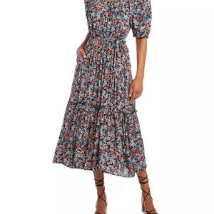Karen Kane Floral Puff Sleeve Maxi Dress Size L